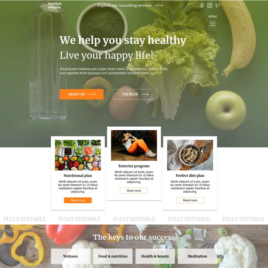 health and wellness landing page cover.