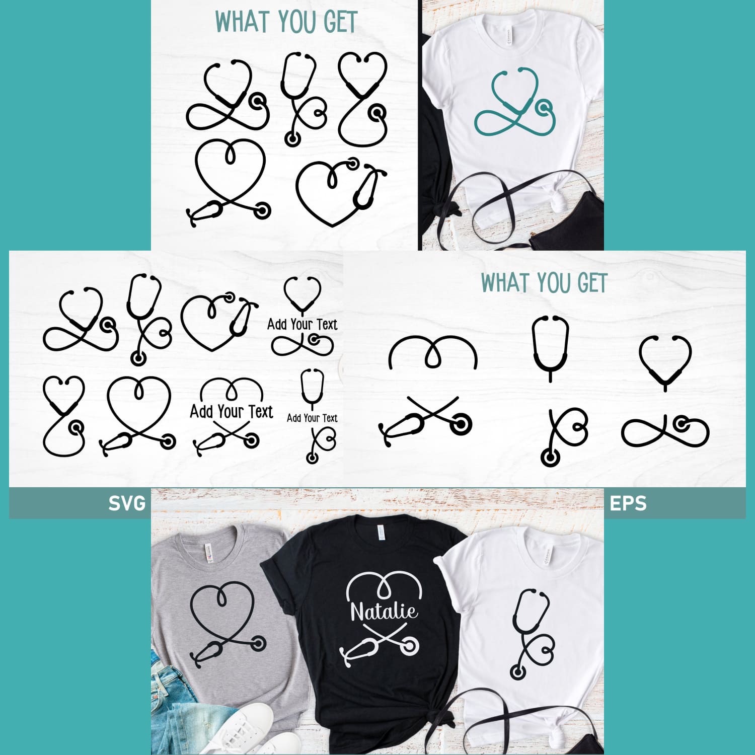 Stethoscope SVG With Heart Mini Bundle cover.