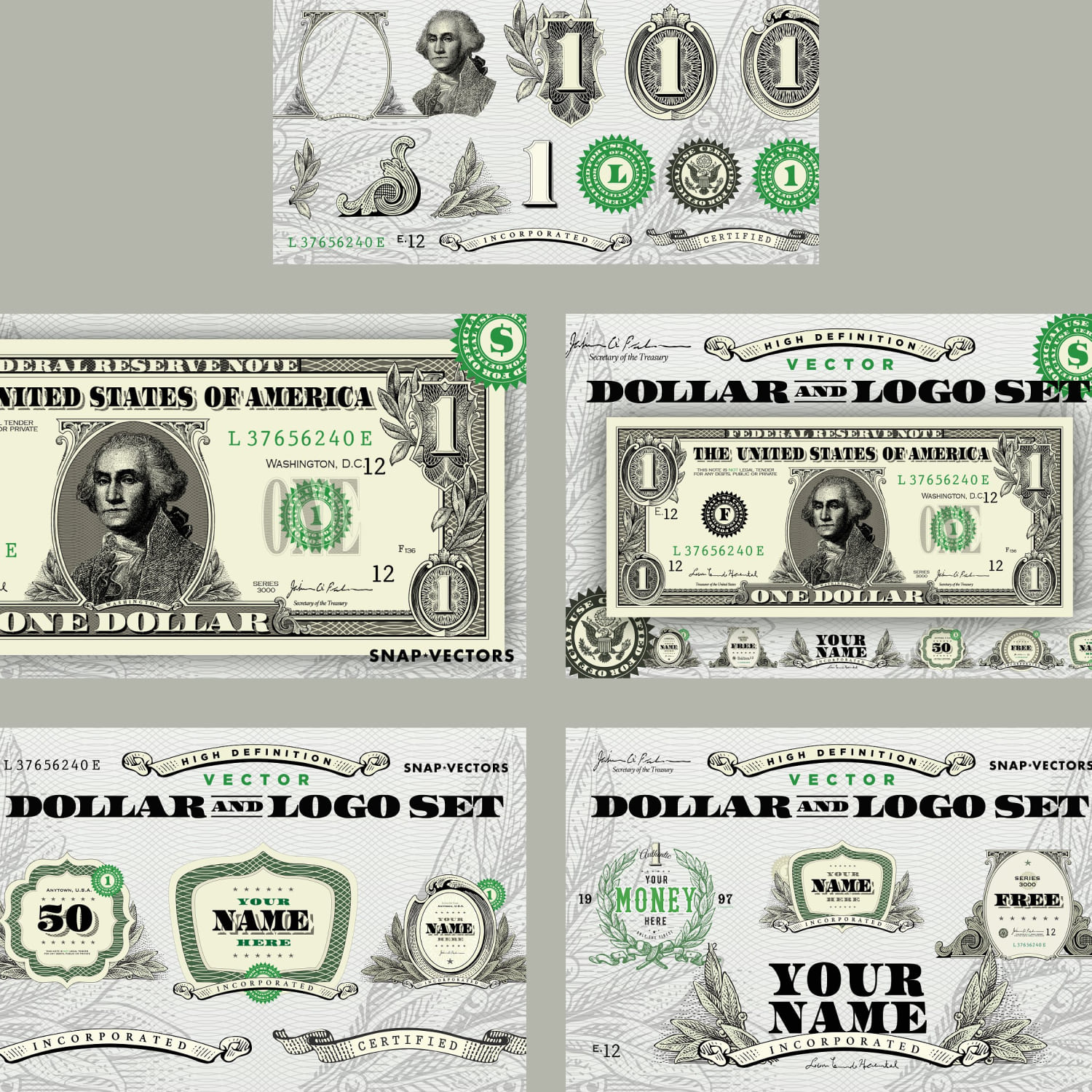 Vector Dollar and Money Logo Set cover.