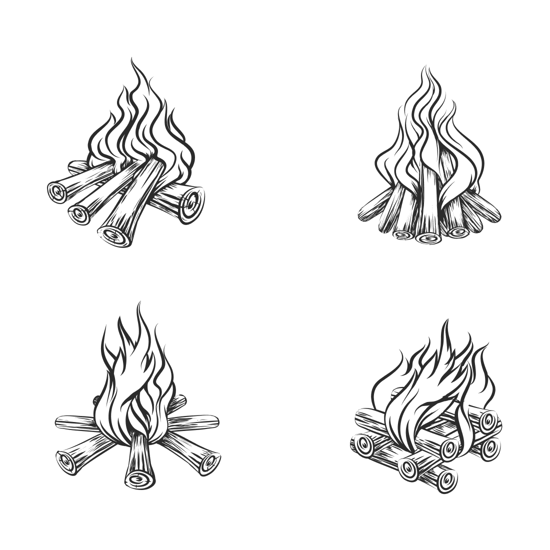 Flame Fire Black Contour PNG & SVG Design For T-Shirts