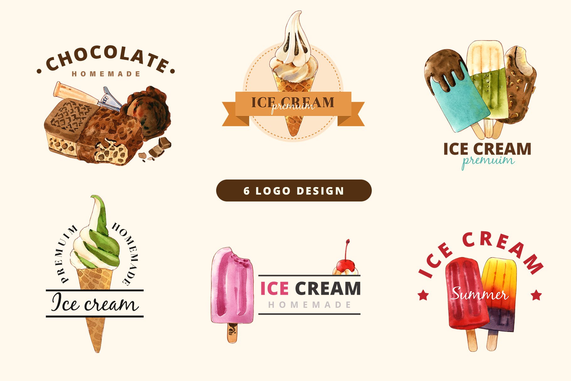 Creative ice cream logo design.