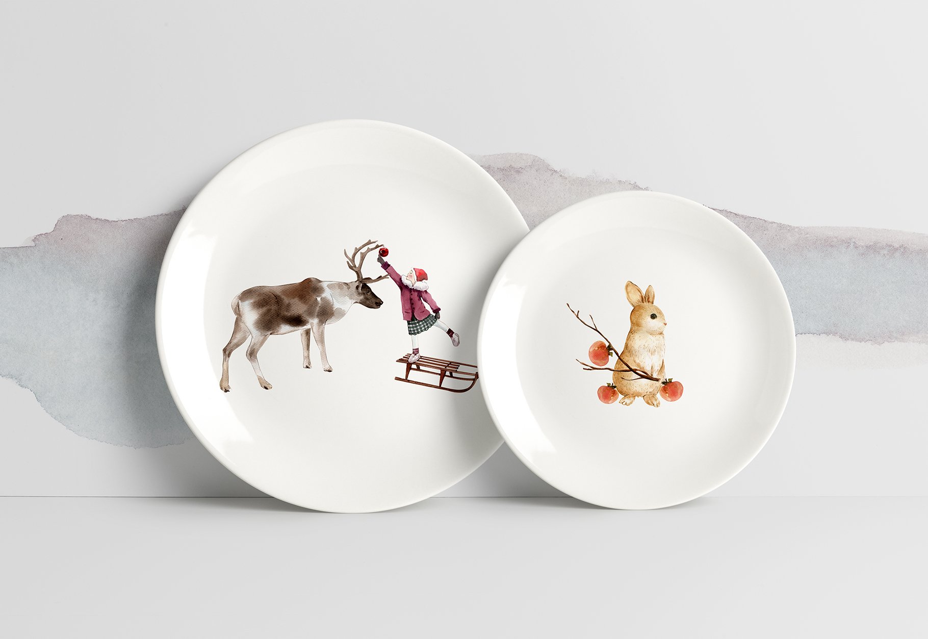 So stylish plates with the winter animal compositions.