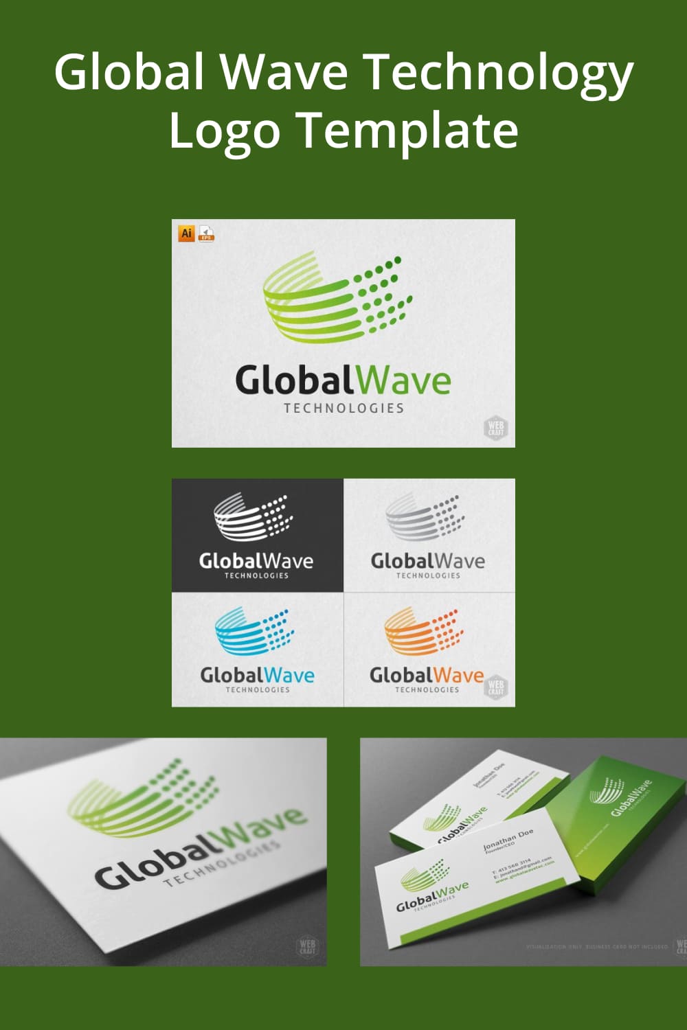 Global Wave Technology Logo Template - preview image.