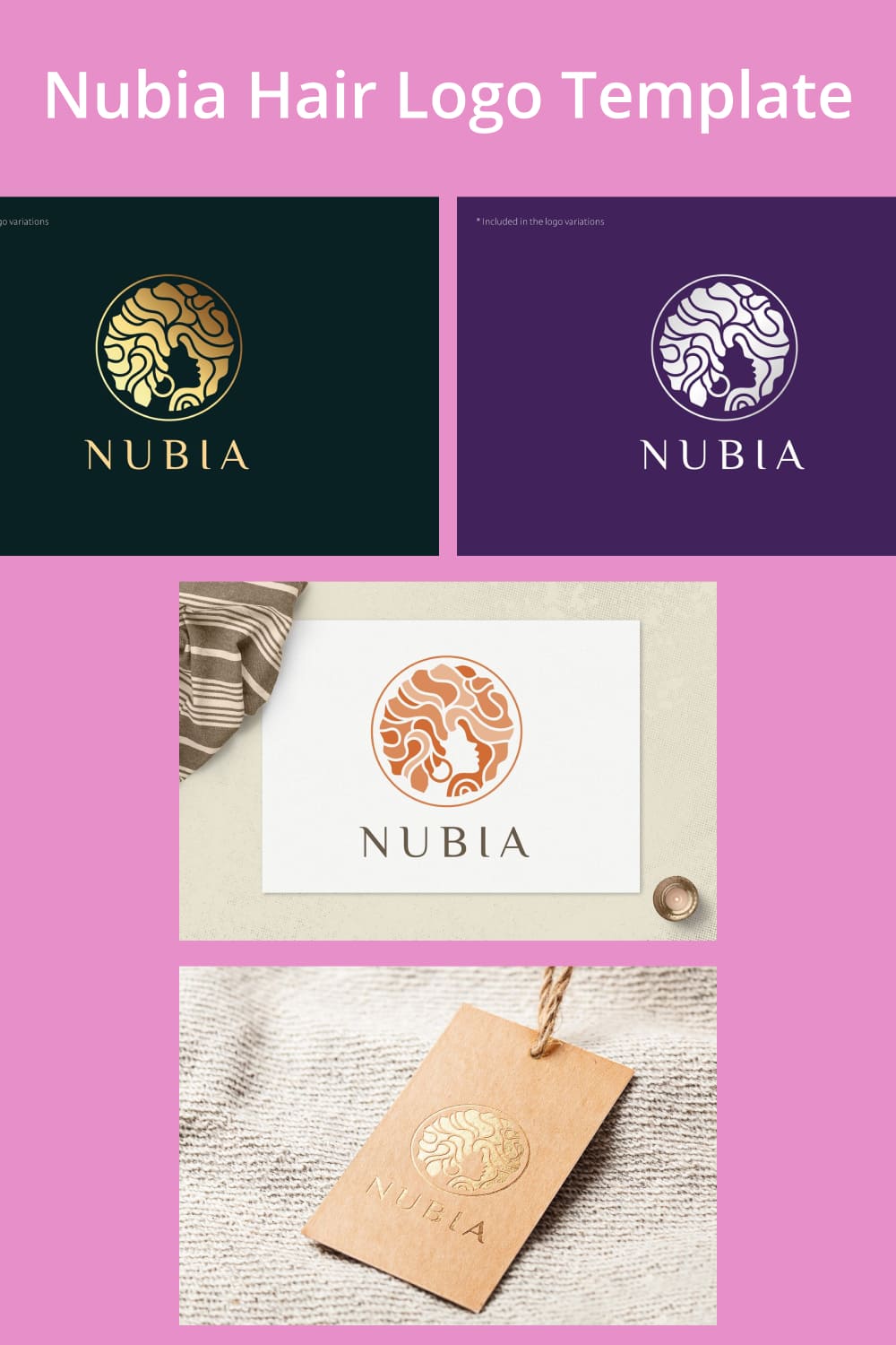 Nubia Hair Logo Template - pinterest image preview.