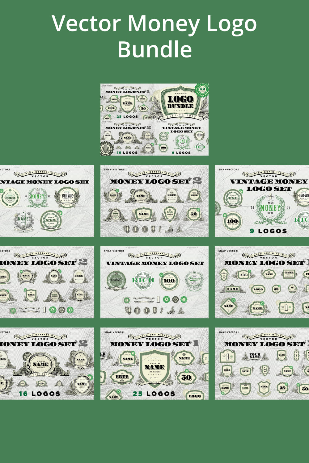 Green money logos.