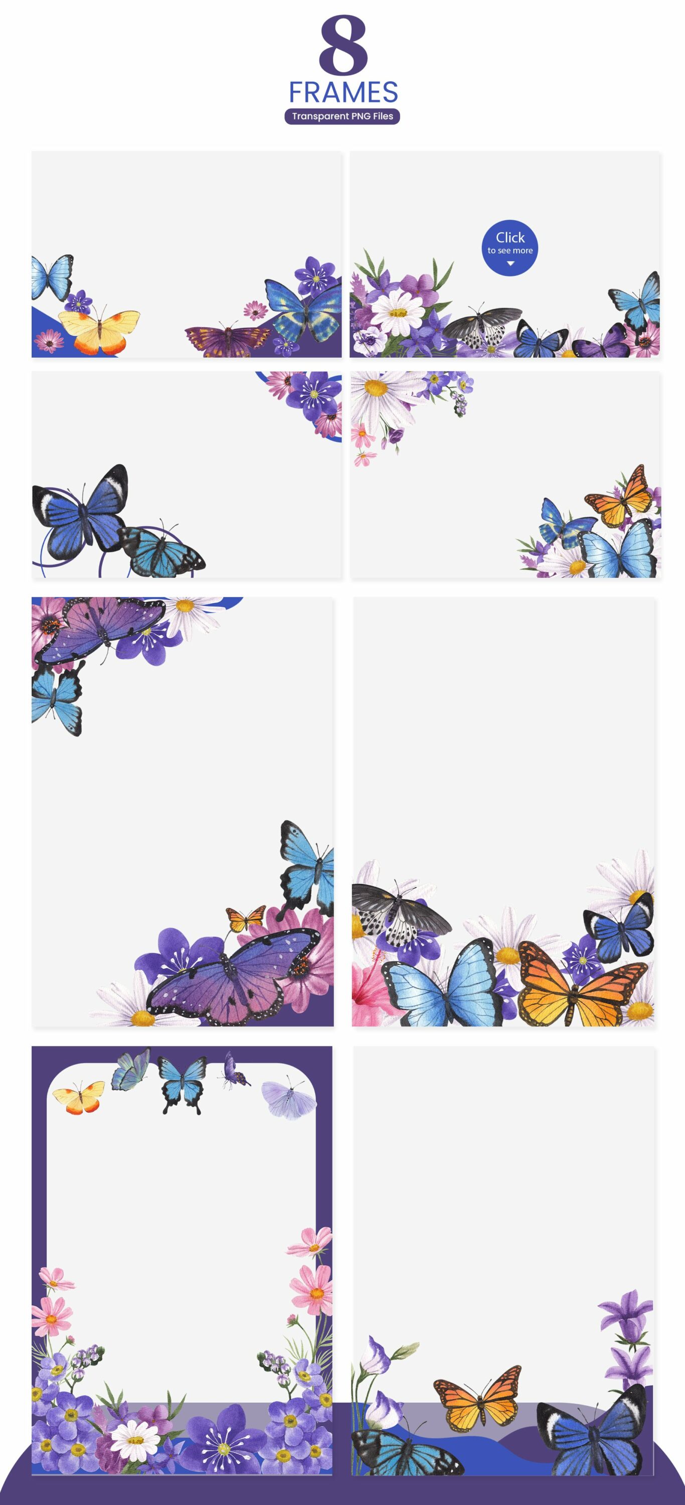 Purple blue butterfly frames.