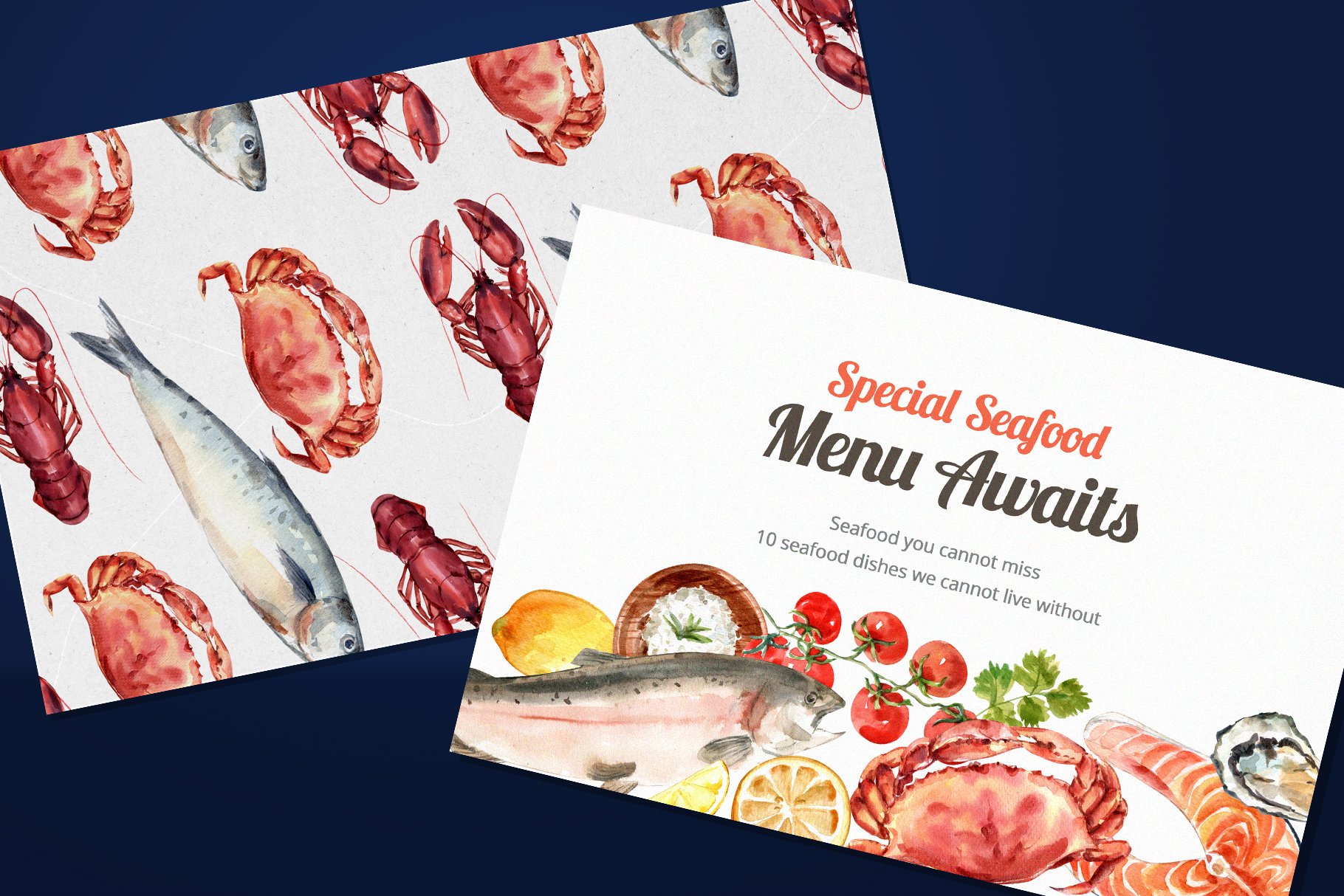 Colorful seafood frames for cards.