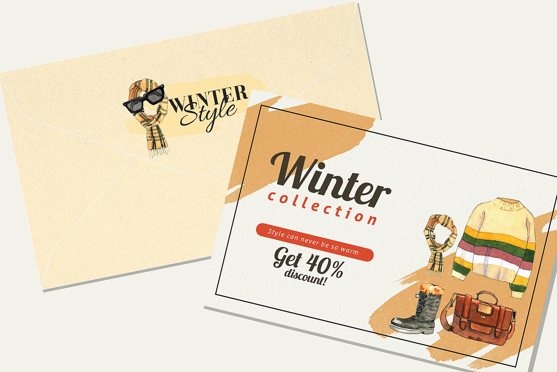 Fashionable winter fashion frame cards.