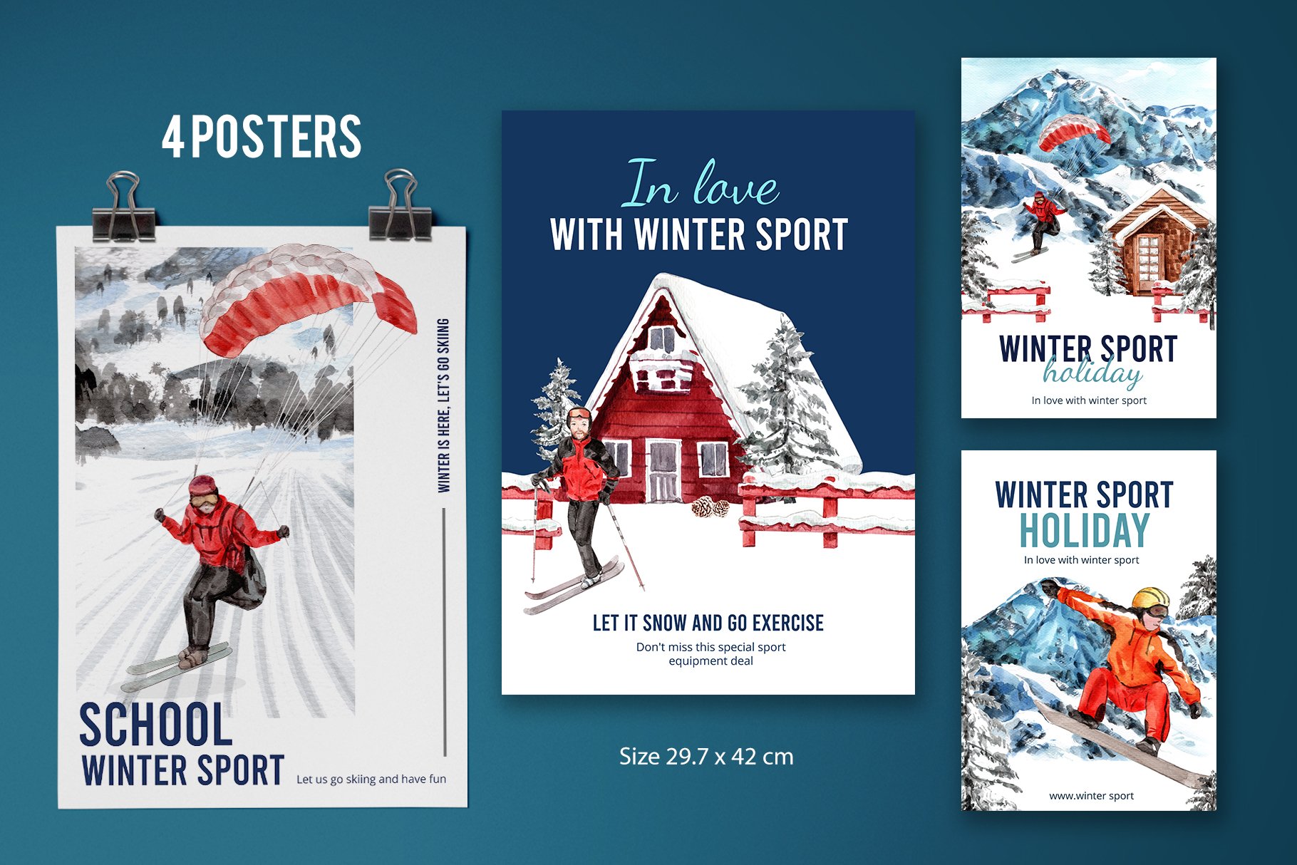 So stylish winter sport posters.