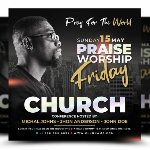 Dark church flyer with the two colored font.