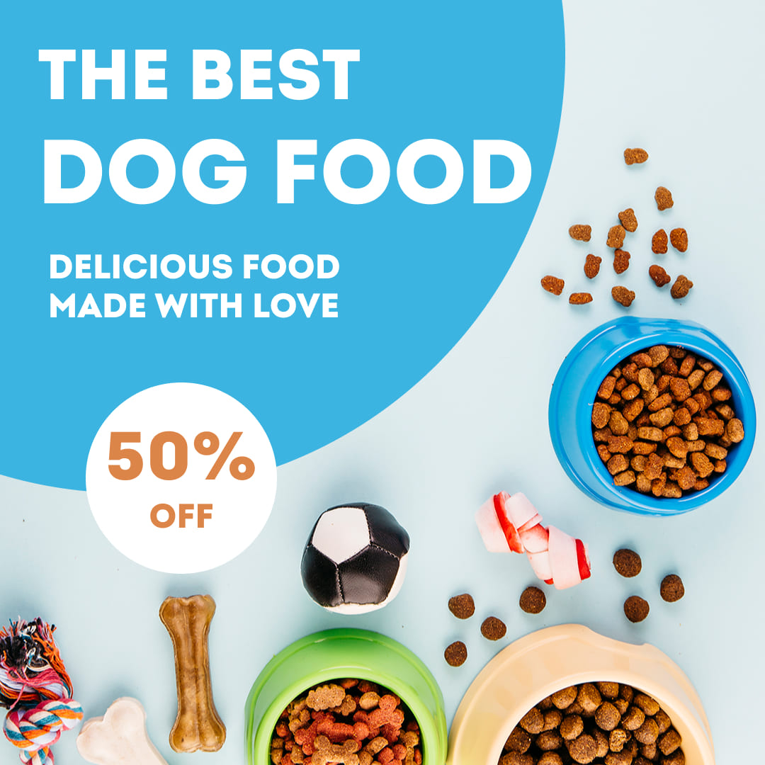 Cool social media template for dog food.