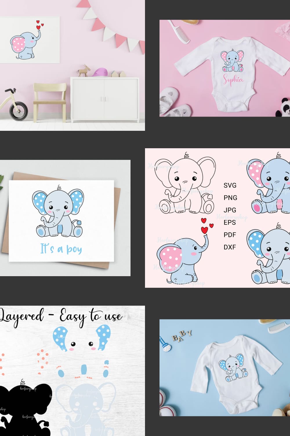 This cute baby elephant is perfect for your DIY children's crafts.