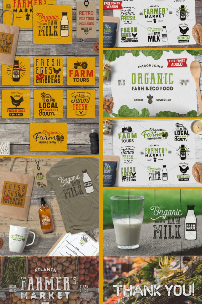Organic Farm & Eco Food Logos Badges – MasterBundles