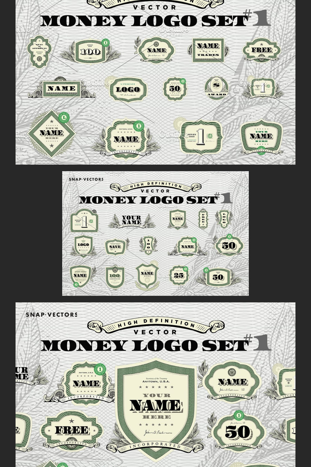Green money logos.