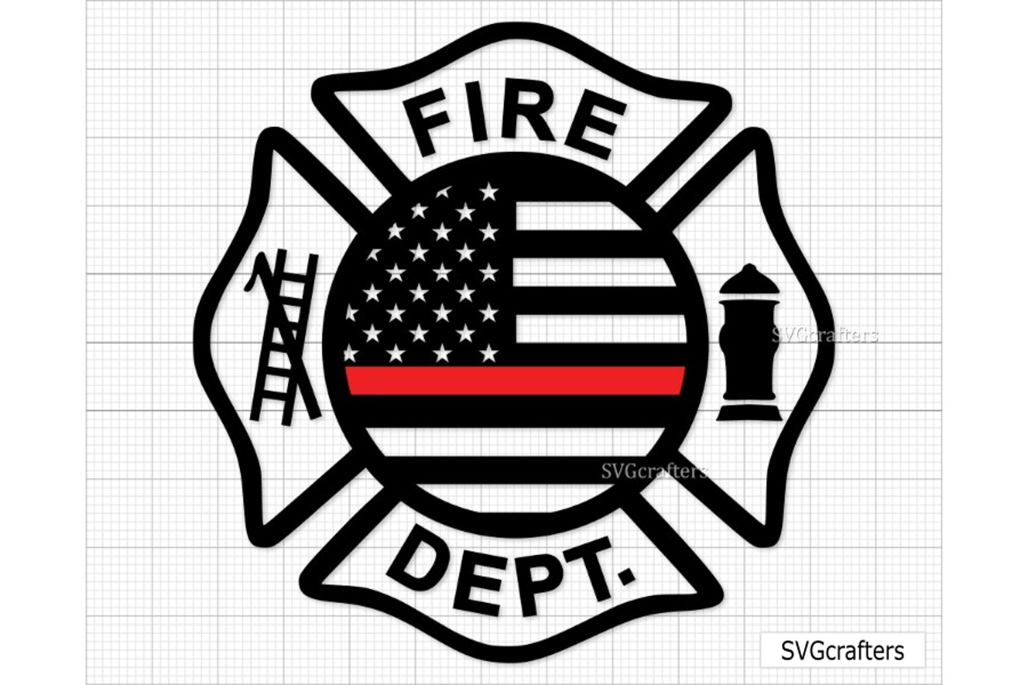 Fire logo with American Flag.