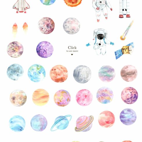 Colorful planets for illustrations.