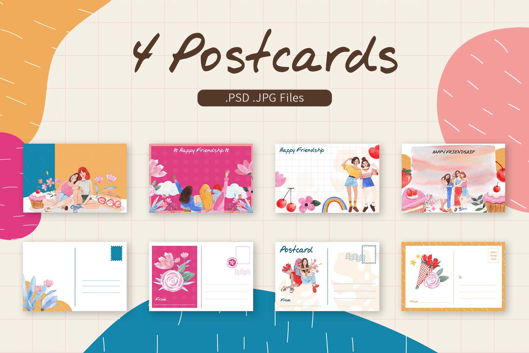 Bright postcards for best friends.