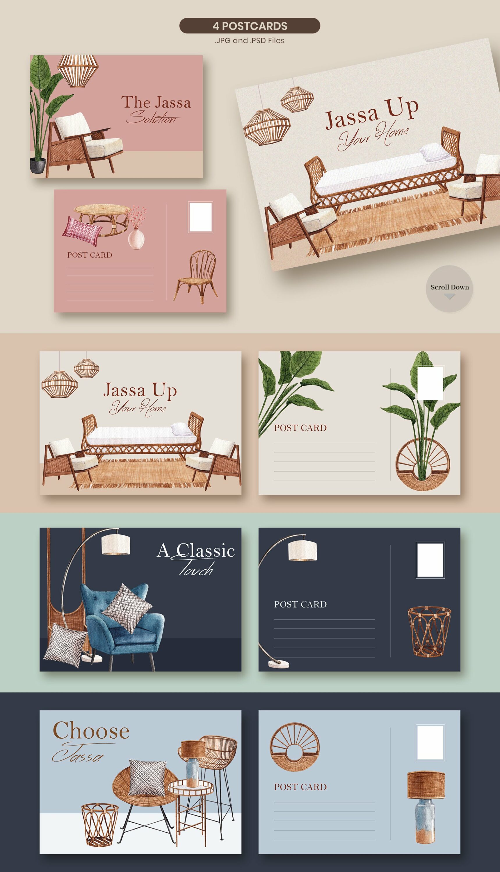 Jassa furniture postcards for special events.