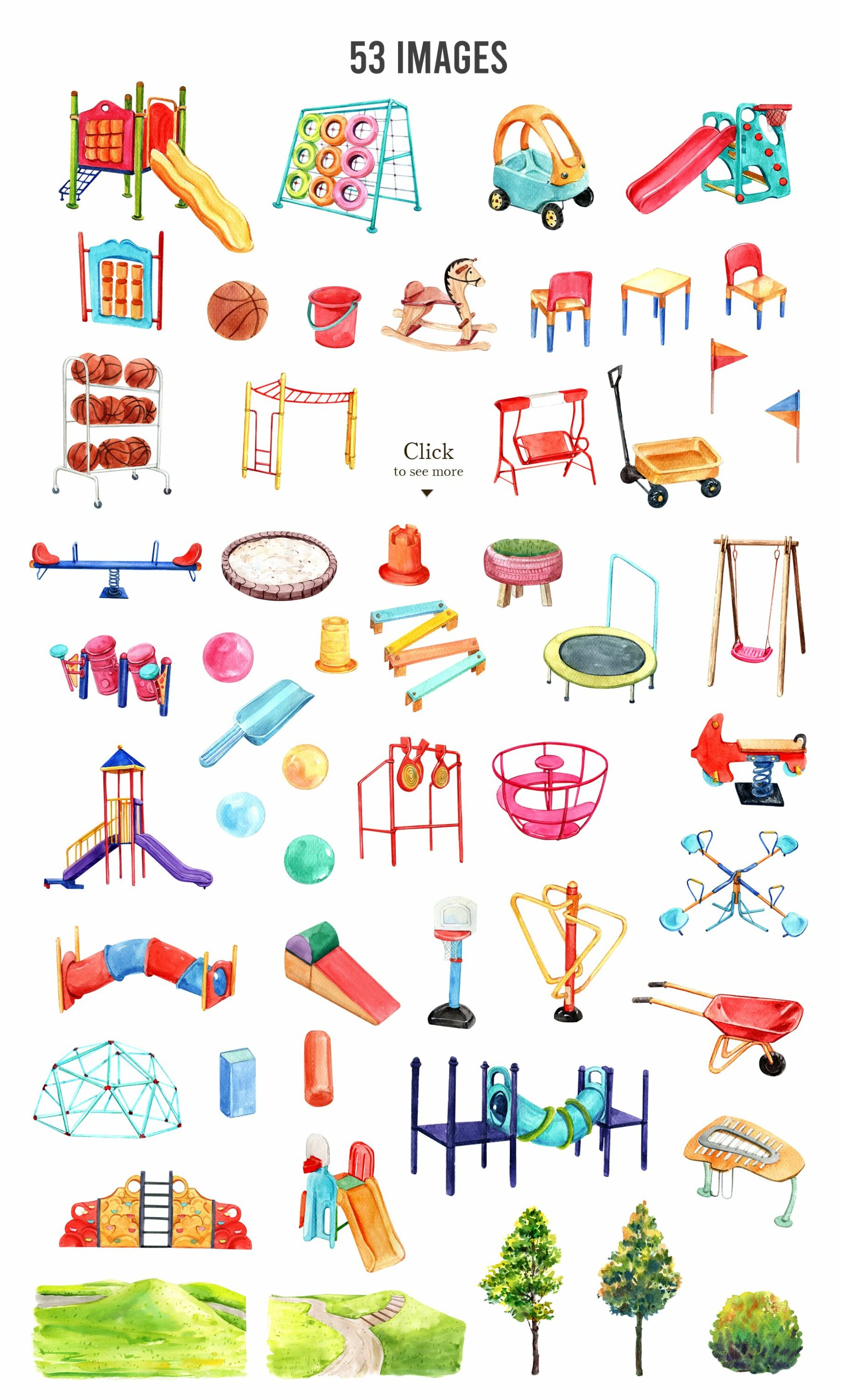 Colorful playground elements.