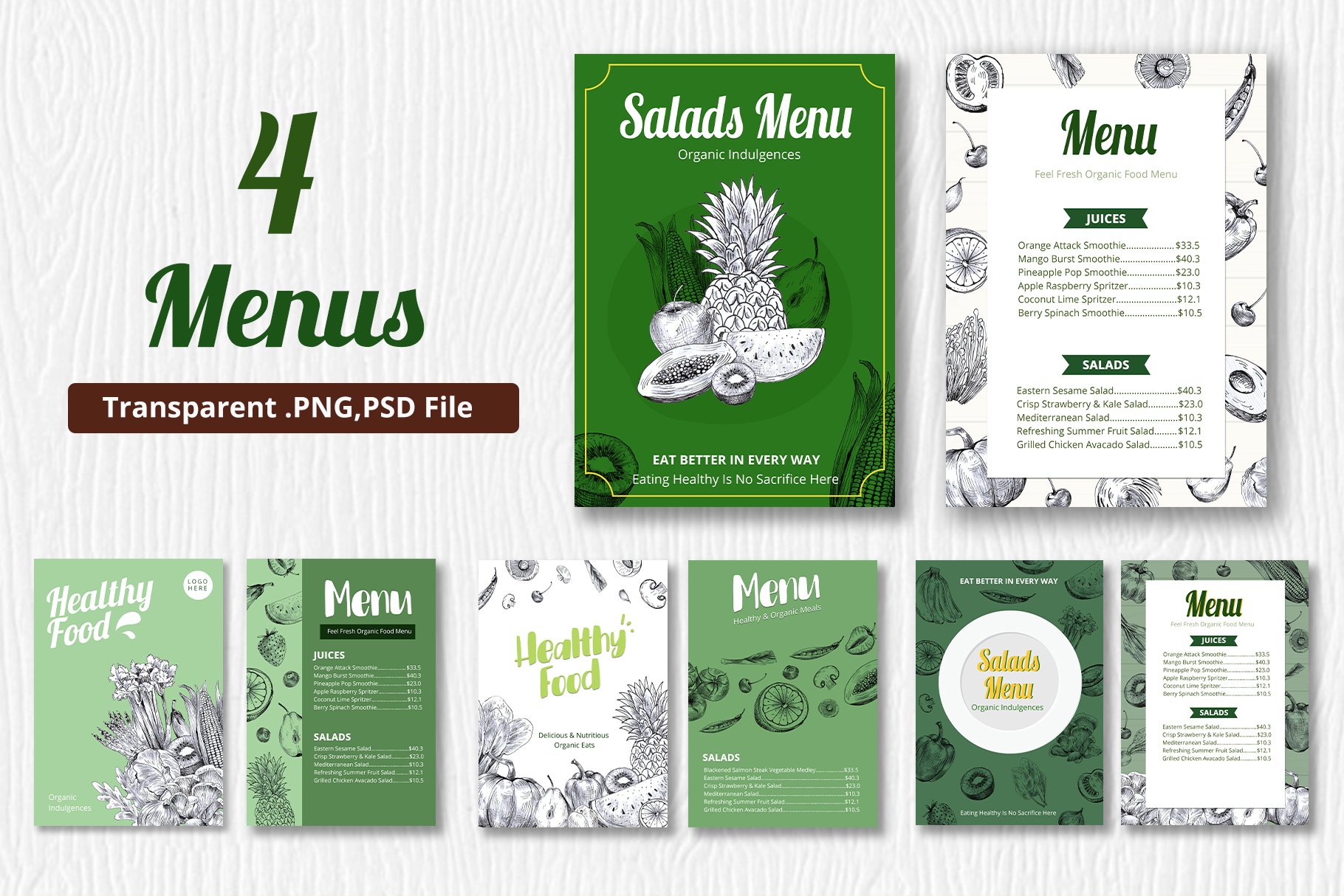 Some examples of vegan menu.