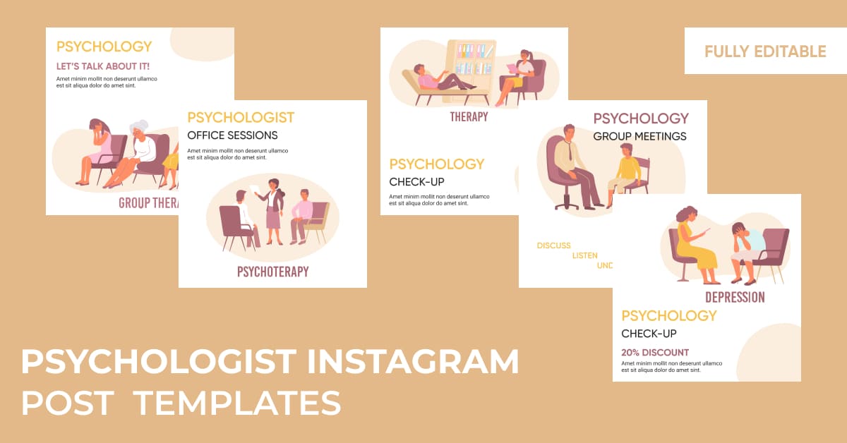 5 Psychologist Instagram Post Templates MasterBundles