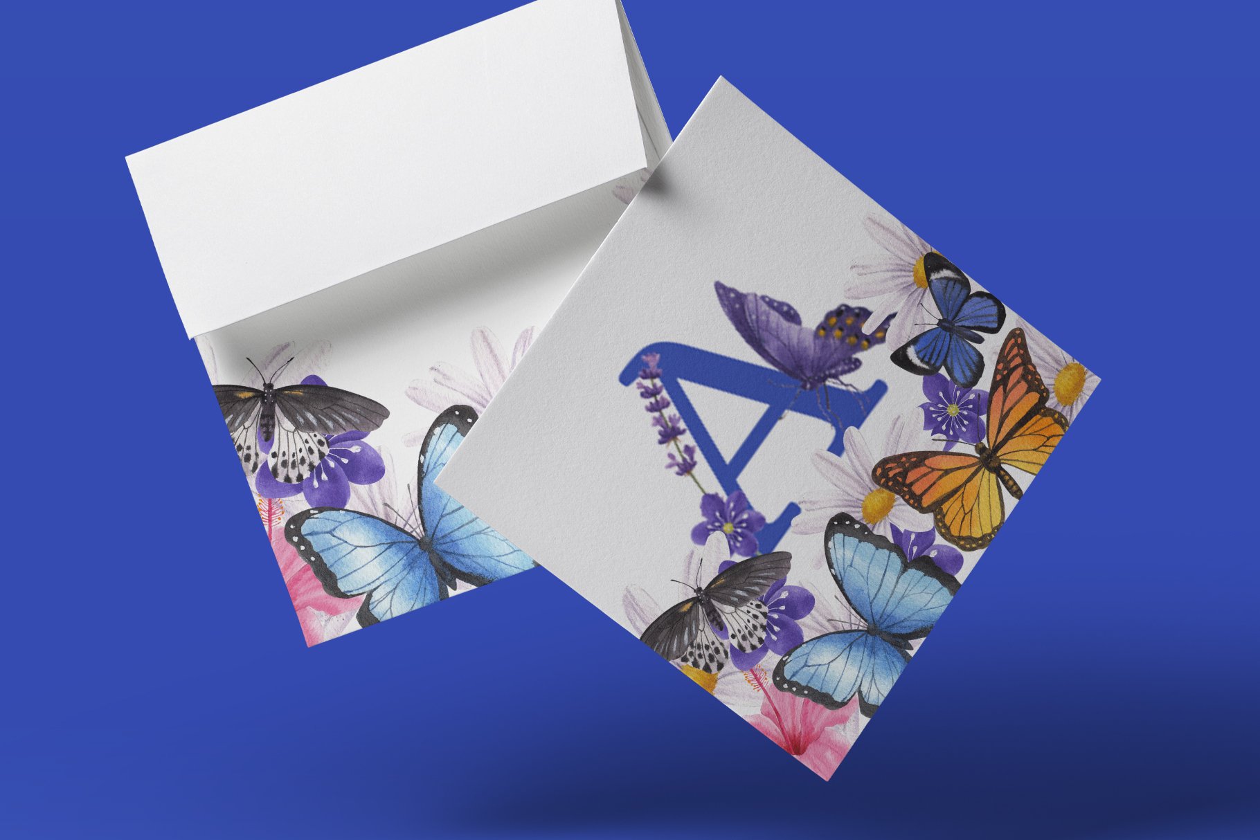 Purple blue butterfly matte card.
