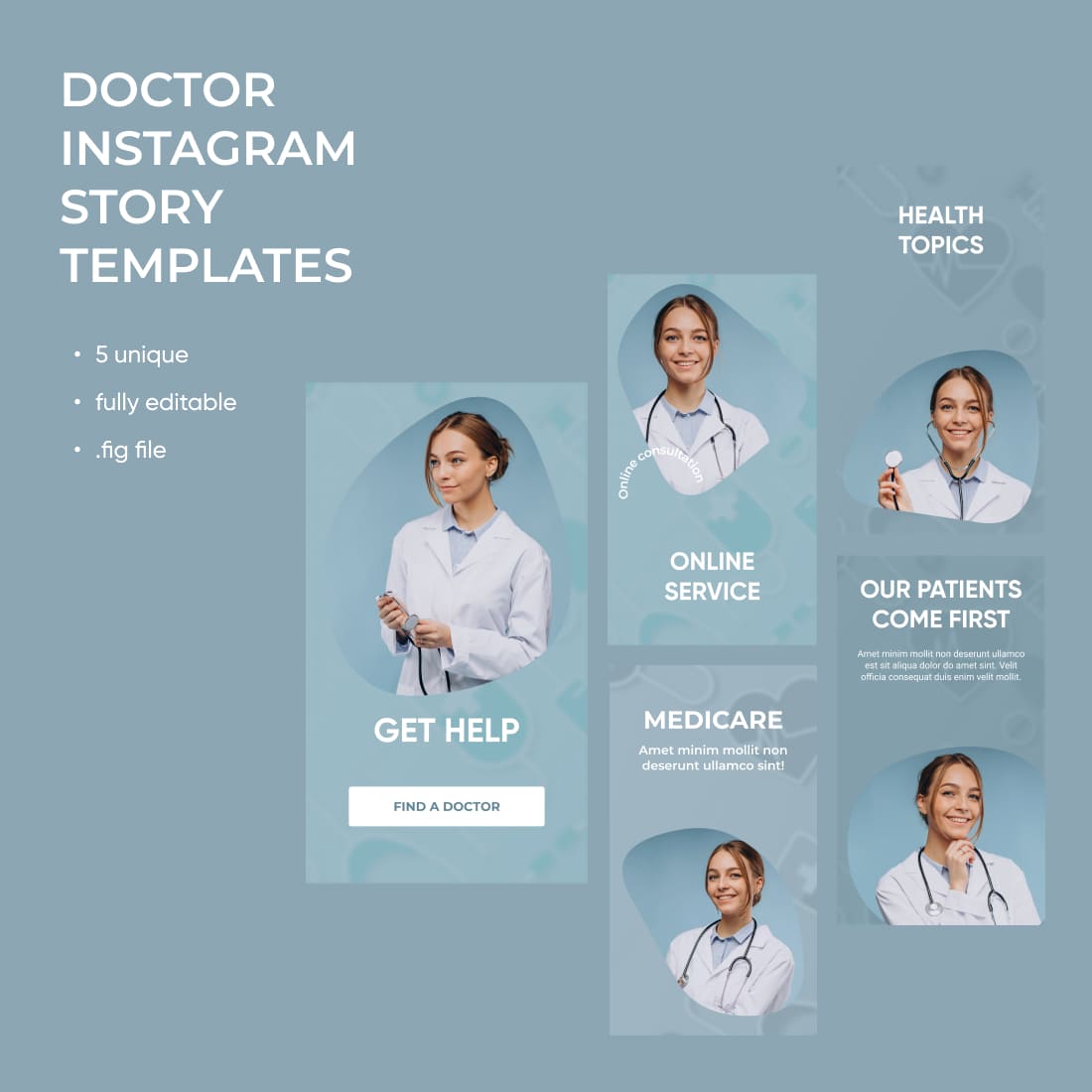 5 doctor instagram Story templates.