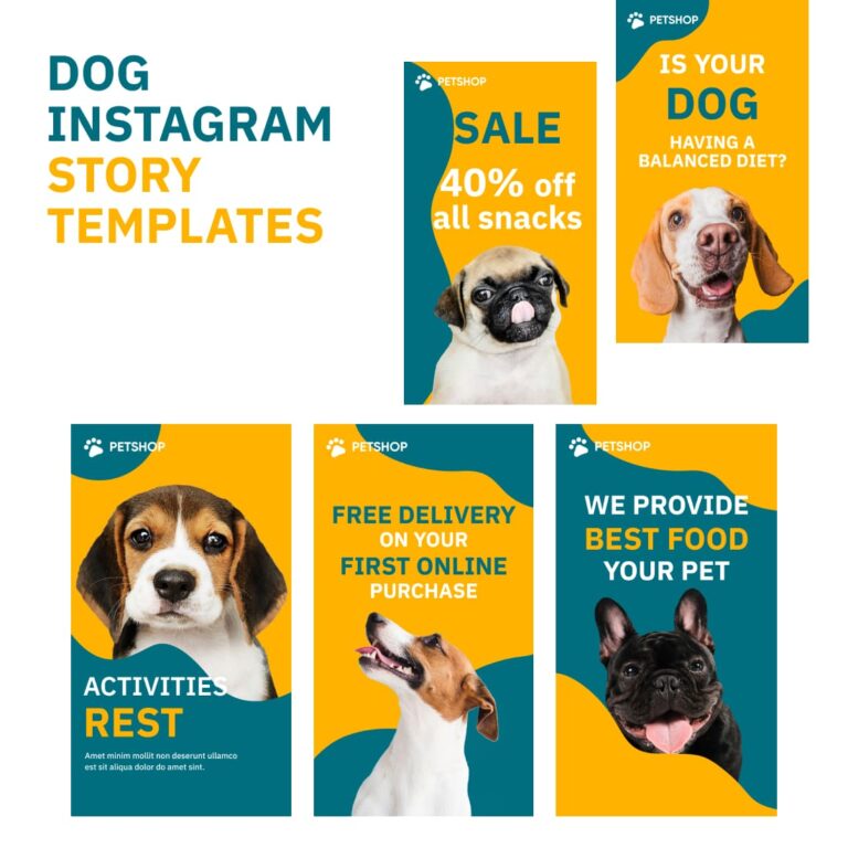 5 Colourful Dog Instagram Story Templates MasterBundles