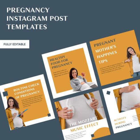 5 pregnancy instagram post templates.