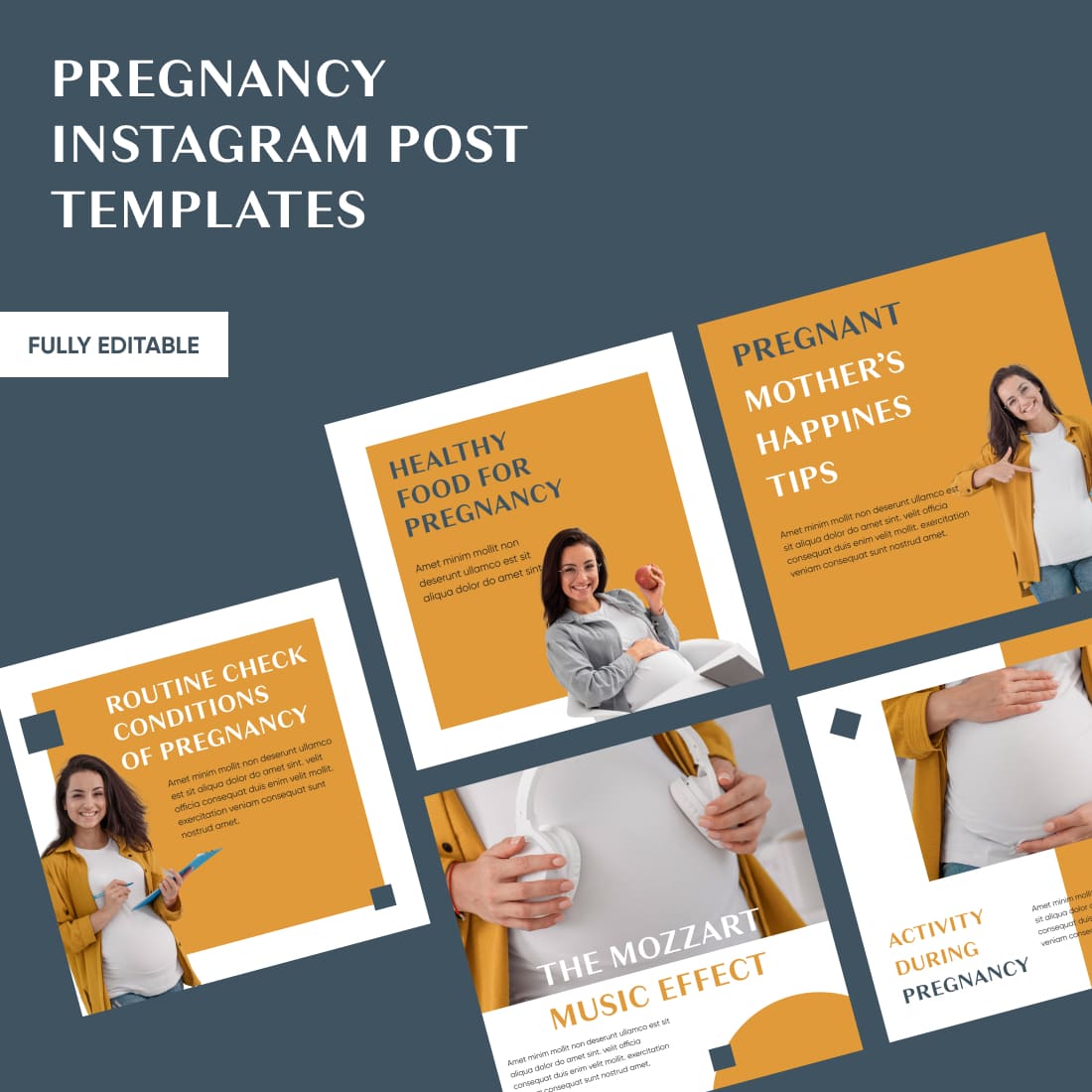 5 pregnancy instagram post templates.