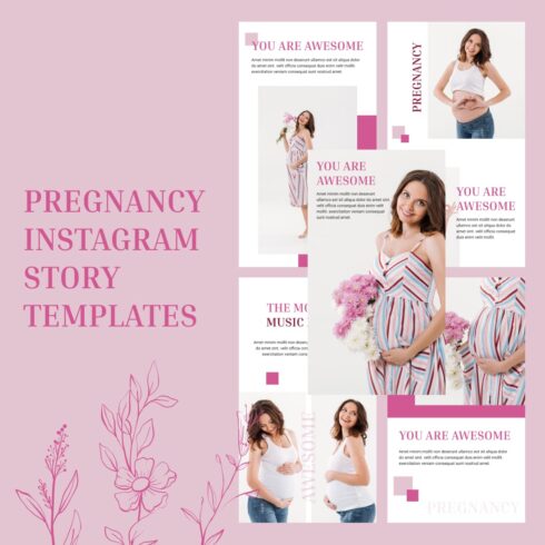 5 pregnancy instagram story templates.