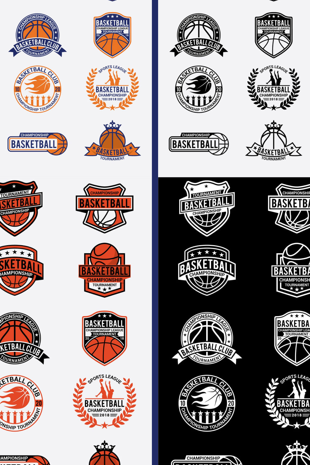 Premium basketball logo set.