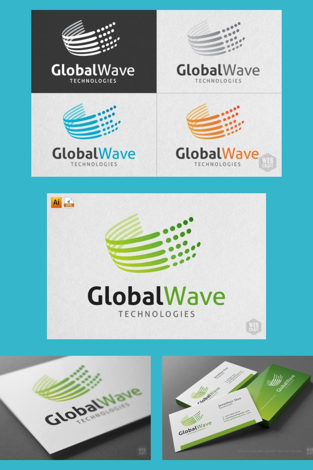 Simple and clean logo design in 3 color variations.