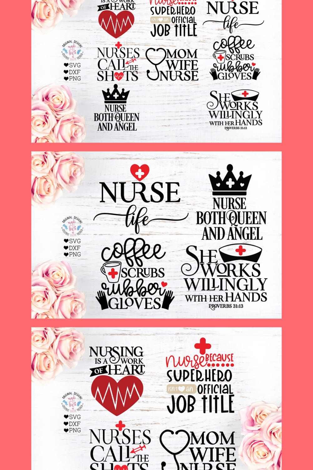 Simple Nursing Quotes set.