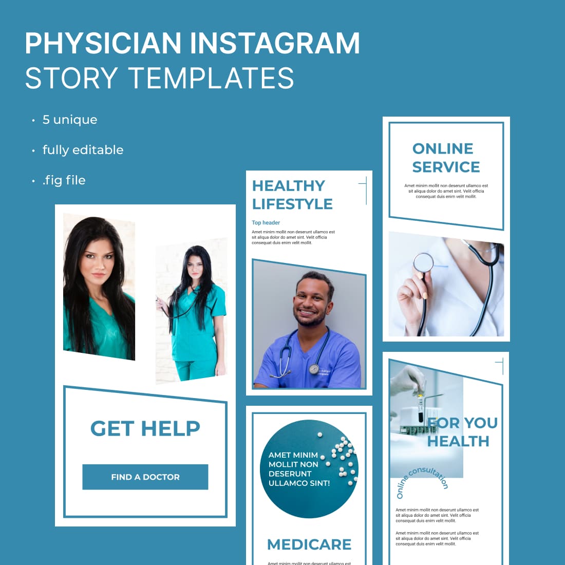 5 physician instagram Story templates.