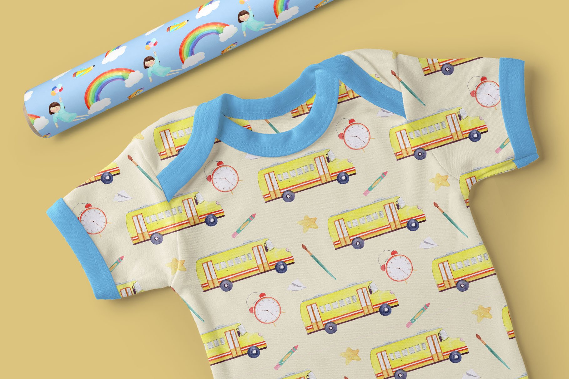 Child clothes with the back to school illustration.