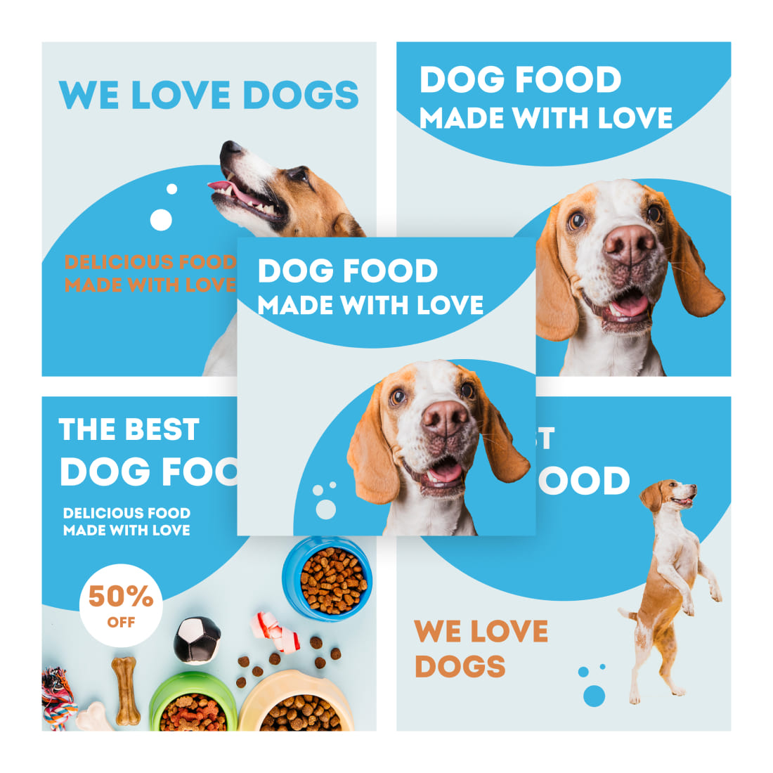 5 dog instagram post templates cover.
