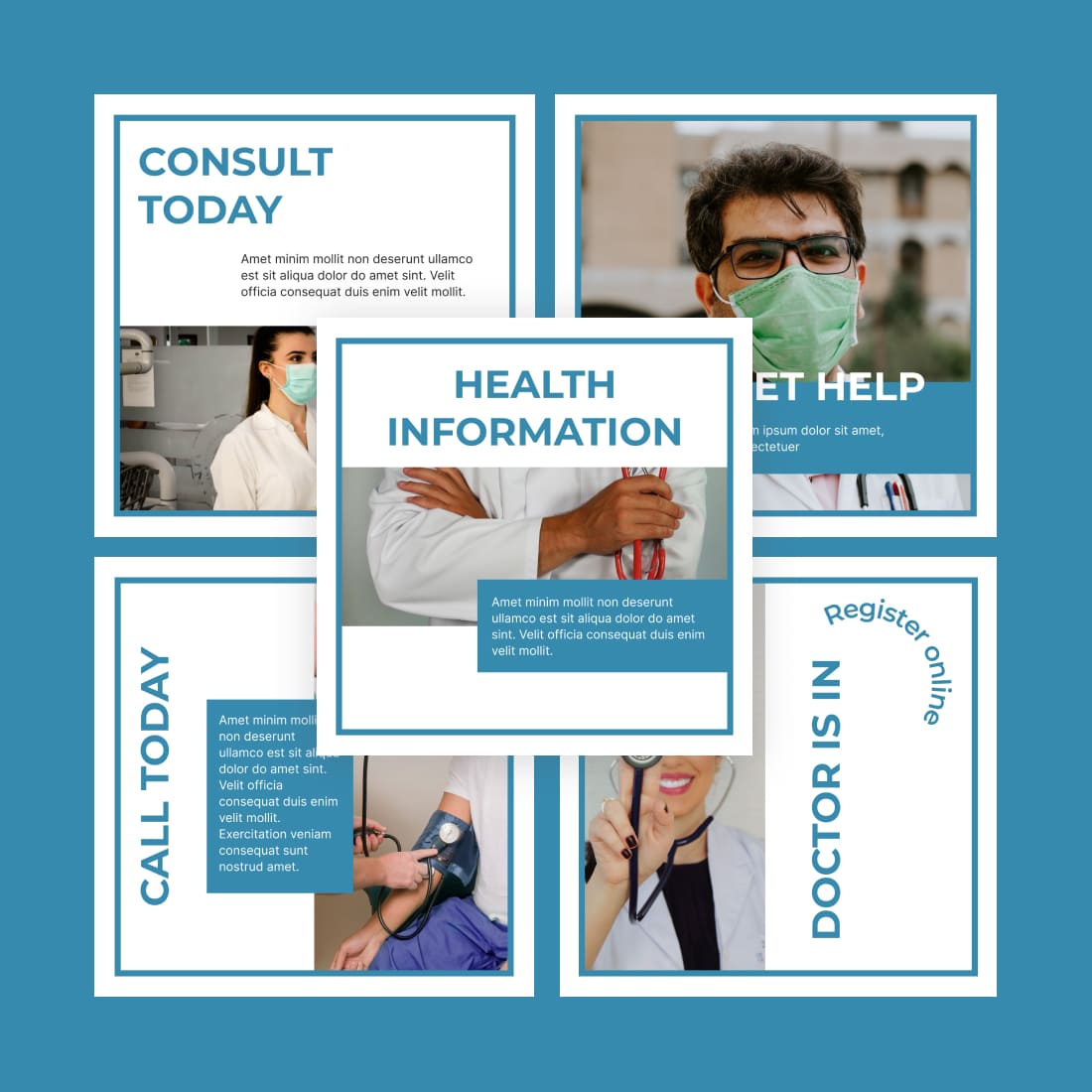 5 physician instagram Post templates cover.