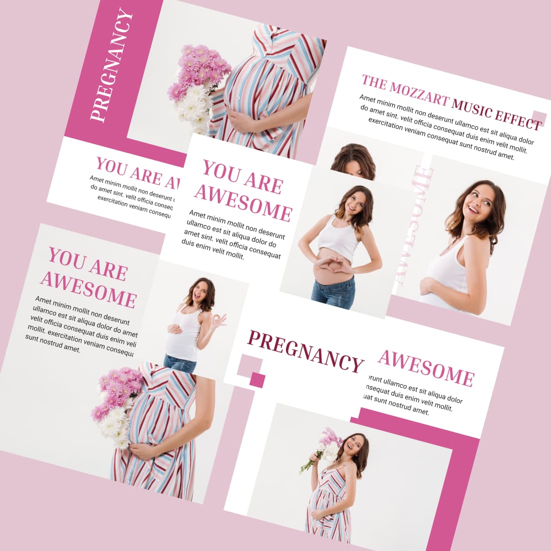 5 pregnancy instagram post templates cover.