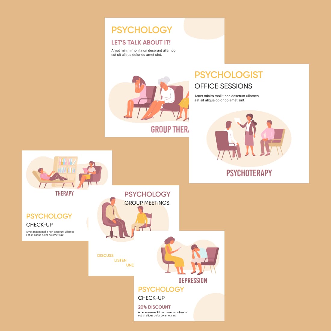 5 psychologist instagram Post templates cover.
