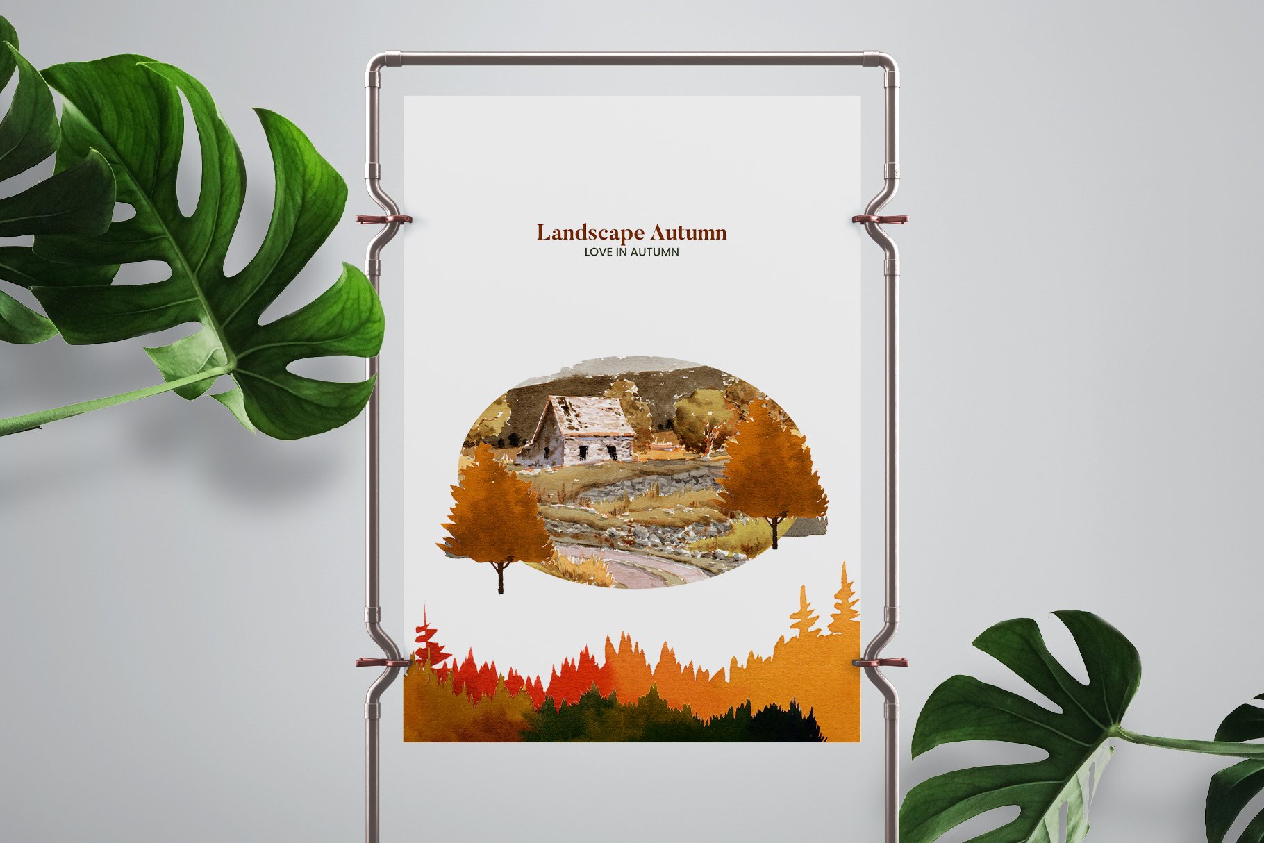 Modern landscape autumn poster.