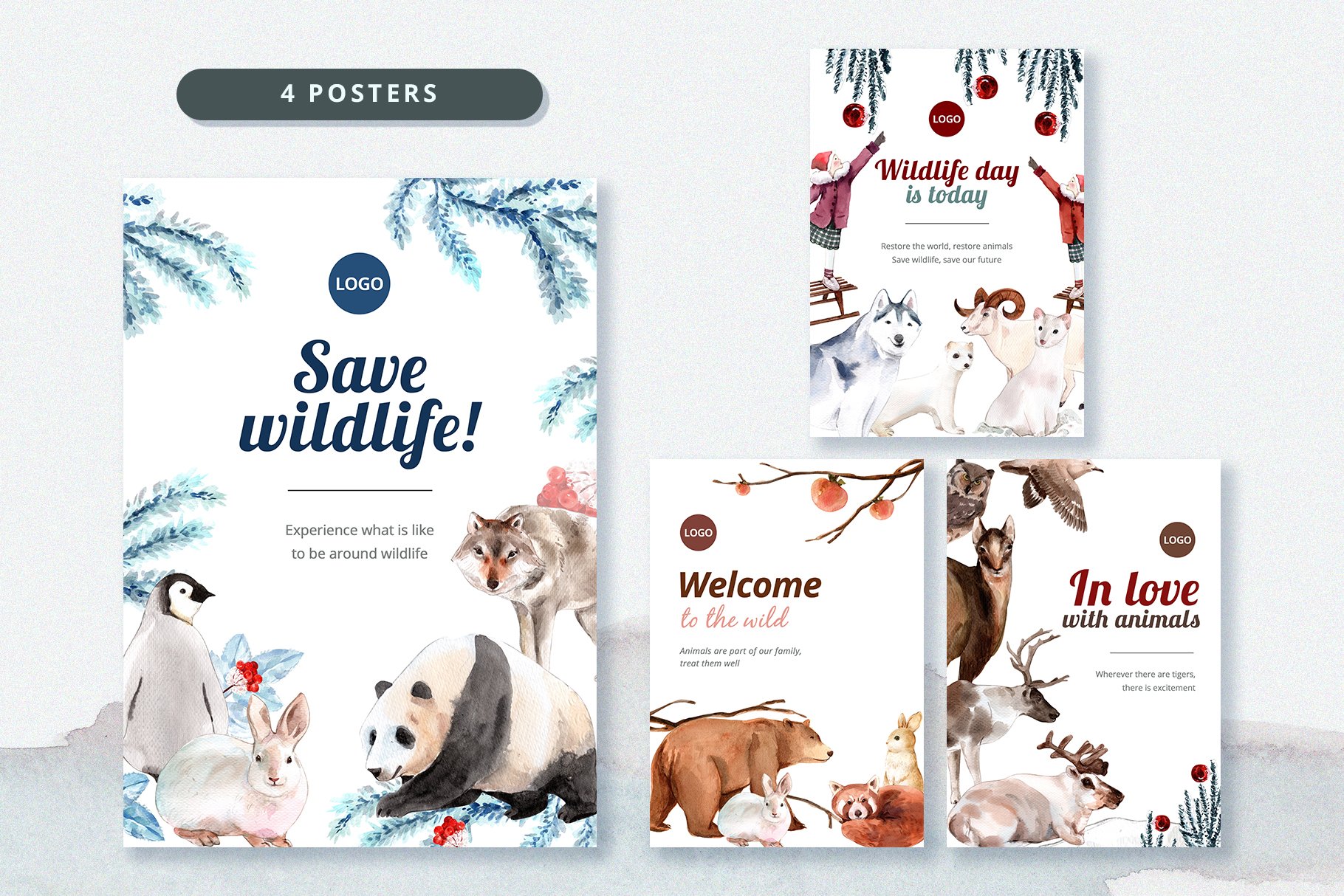 Winter animal posters.