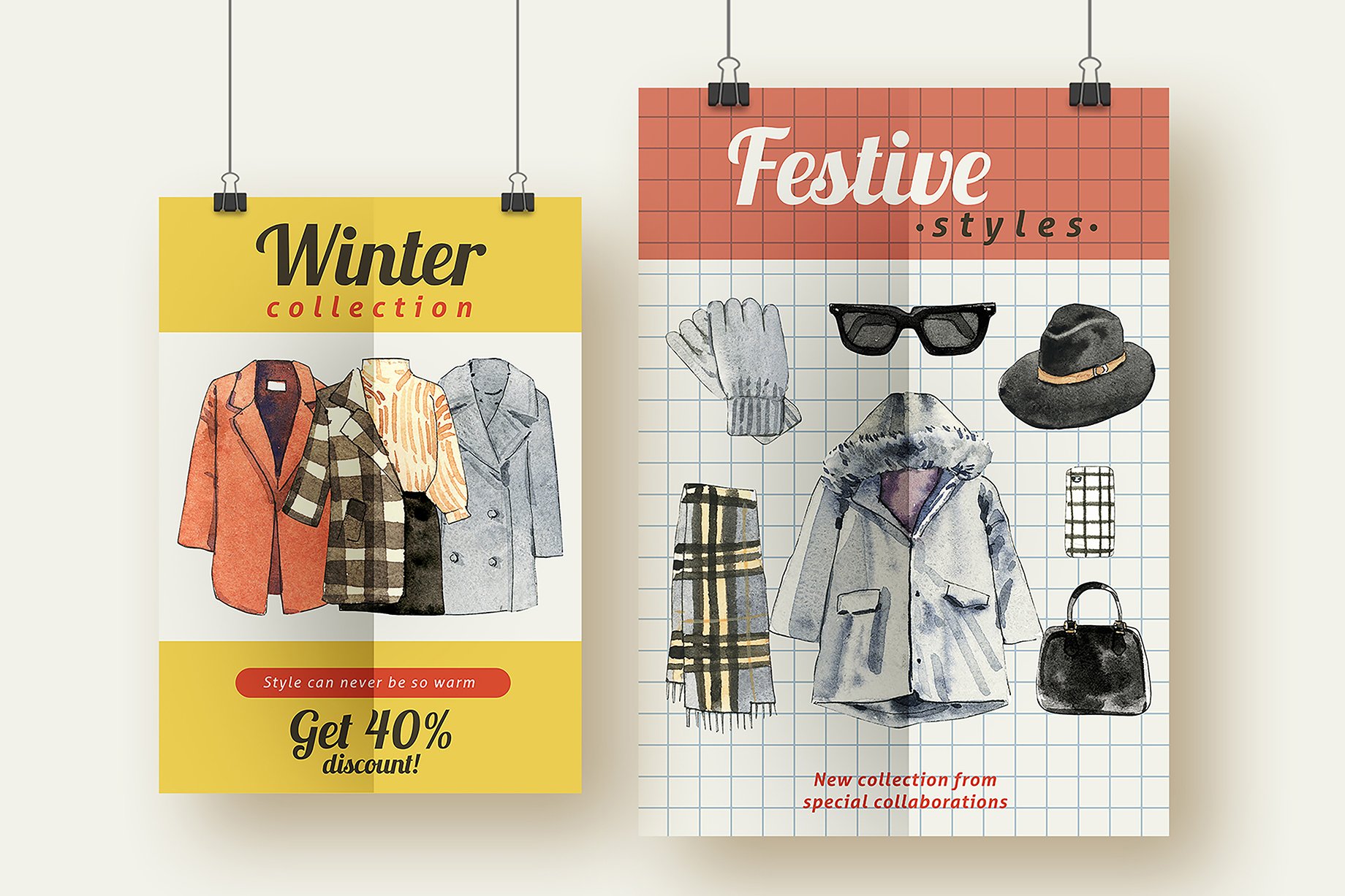 Use these winter fashion posters for your design.