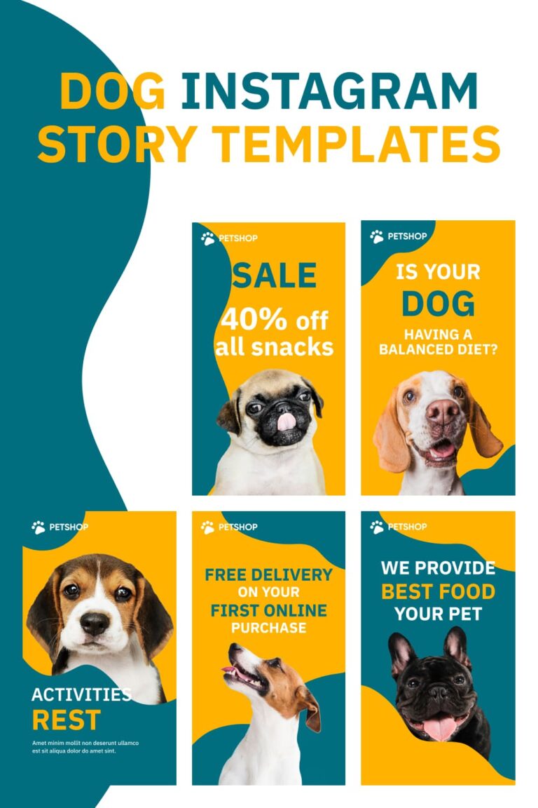 5 Colourful Dog Instagram Story Templates MasterBundles