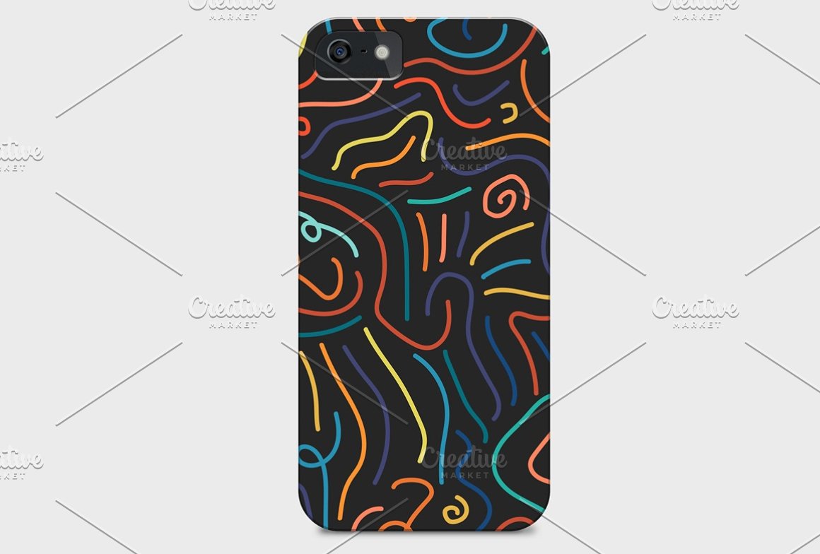 Dark iphone case with the colorful lines.