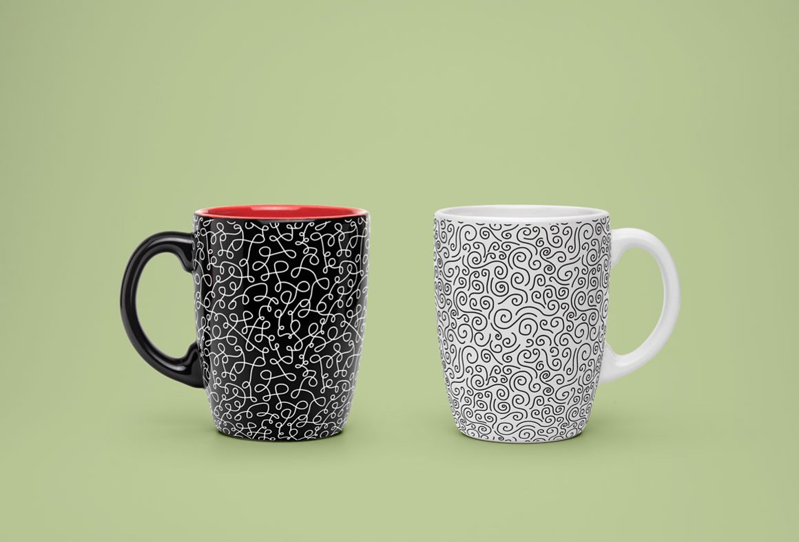 Two cups with the cool designs.