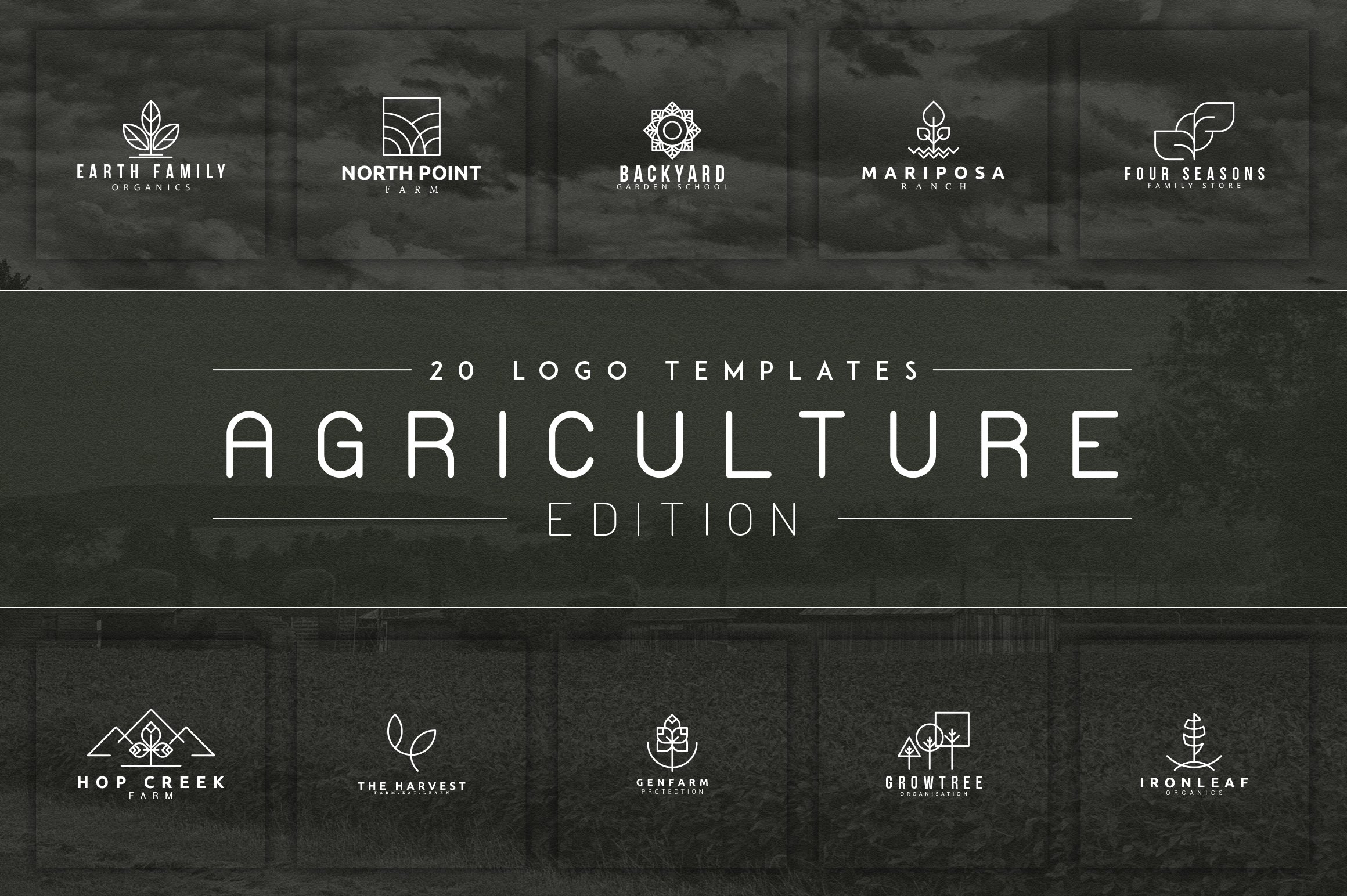 Simple white agriculture logos.