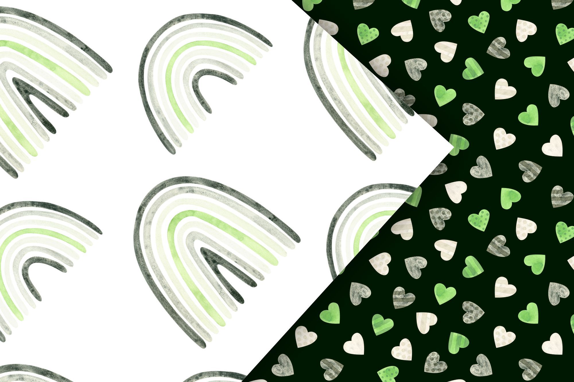 Agender pride clipart and seamless patterns preview iamge.