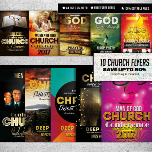 10 Church Flyer Bundle cover.