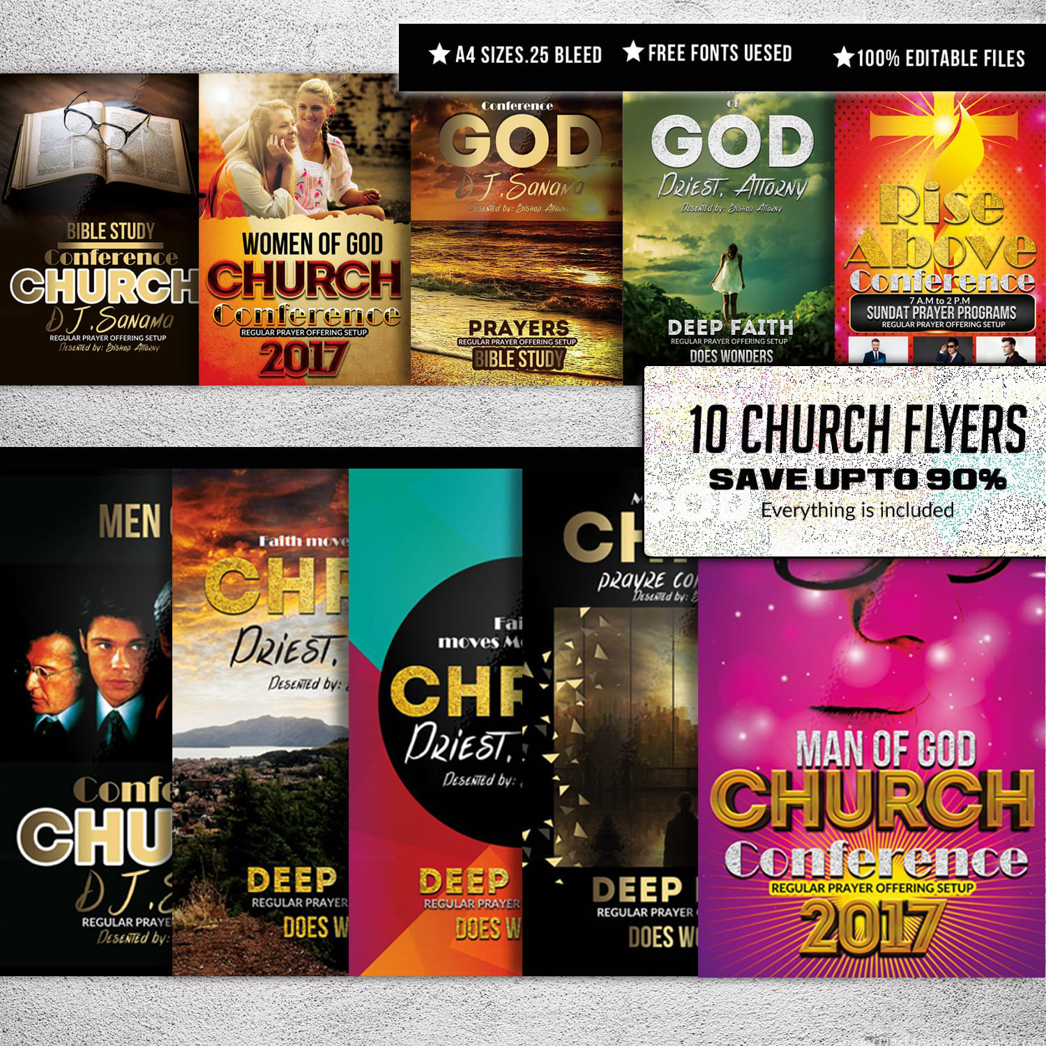 10 Church Flyer Bundle cover.
